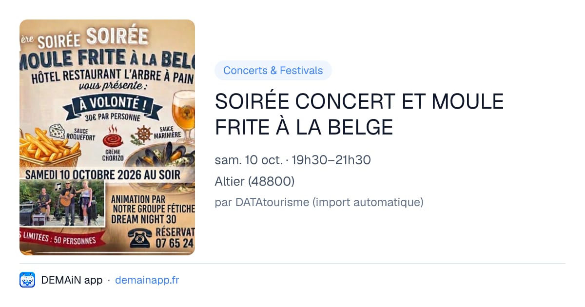 SOIRÉE CONCERT ET MOULE FRITE À LA BELGE — Altier