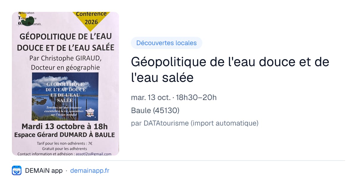 Géopolitique de l'eau douce et de l'eau salée — Baule