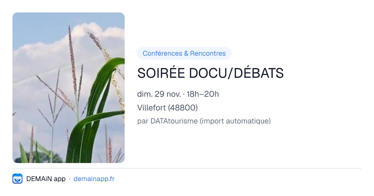 SOIRÉE DOCU/DÉBATS — Villefort