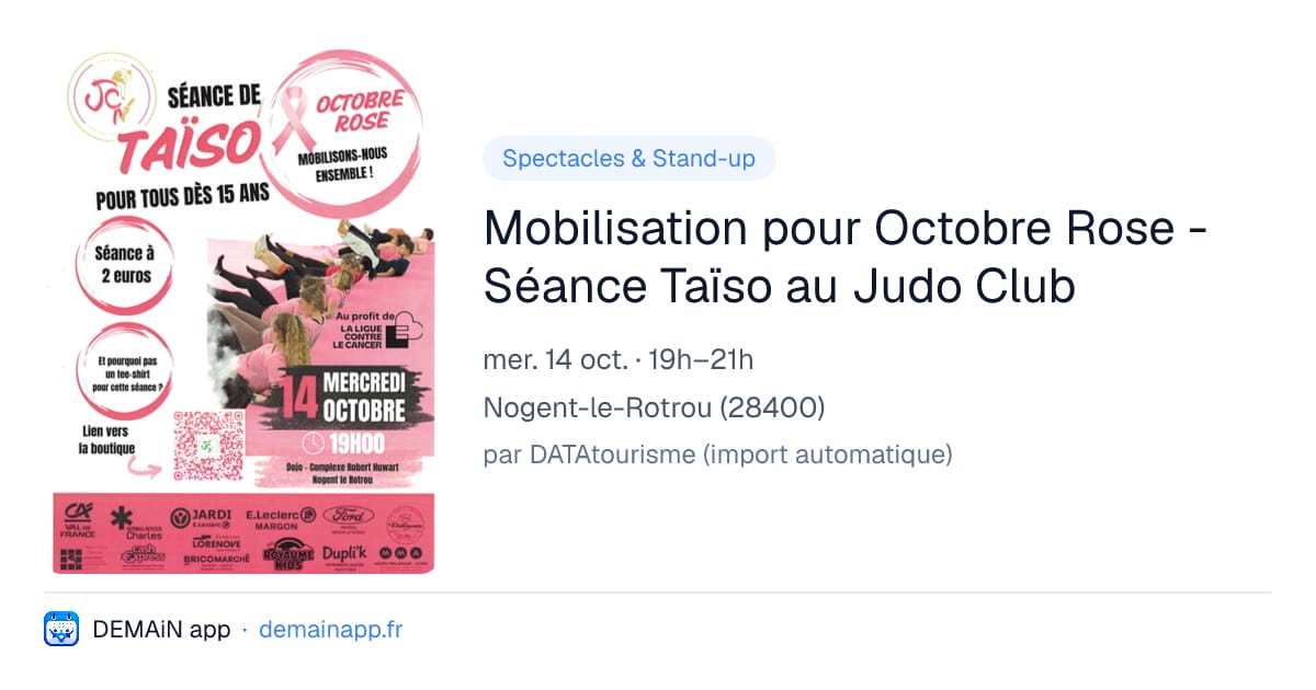 Mobilisation pour Octobre Rose - Séance Taïso au Judo Club — Nogent-le-Rotrou