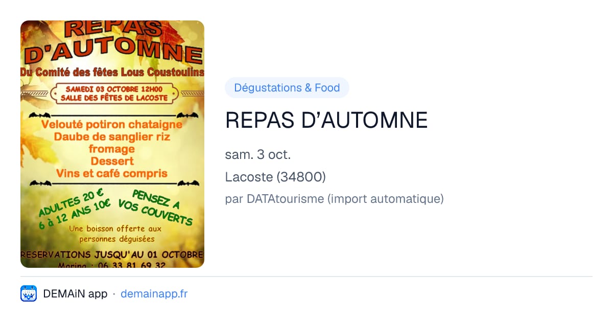 REPAS D’AUTOMNE — Lacoste