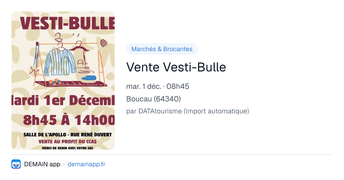 Vente Vesti-Bulle — Boucau