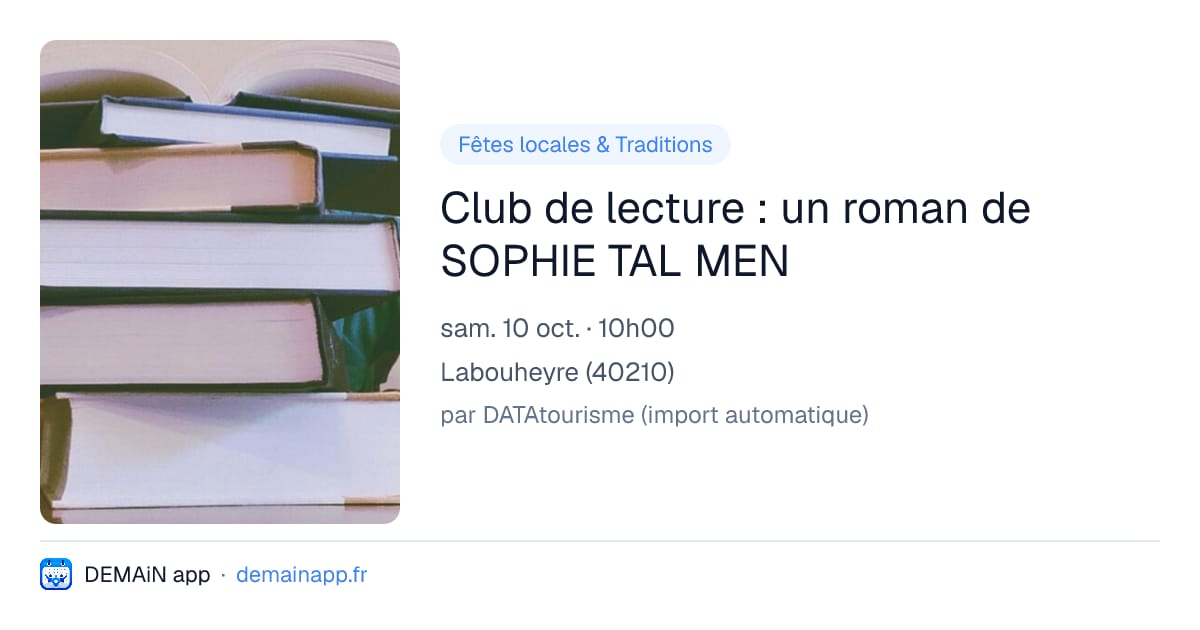 Club de lecture : un roman de SOPHIE TAL MEN — Labouheyre