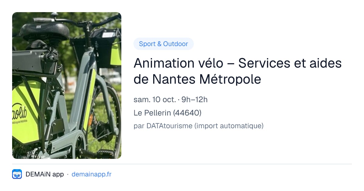 Animation vélo – Services et aides de Nantes Métropole — Le Pellerin