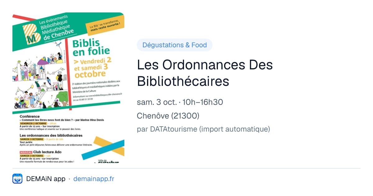 Les Ordonnances Des Bibliothécaires — Chenôve