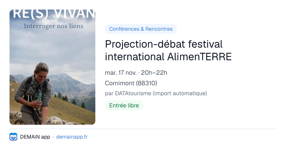 Projection-débat festival international AlimenTERRE — Cornimont