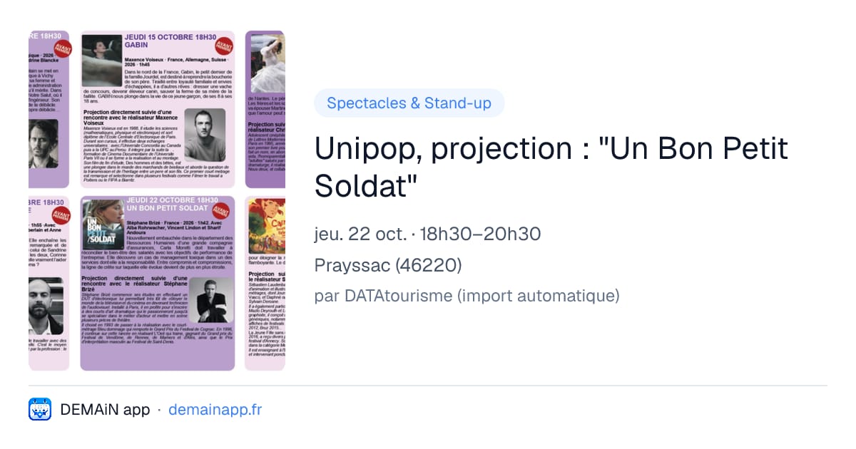 Unipop, projection : "Un Bon Petit Soldat" — Prayssac