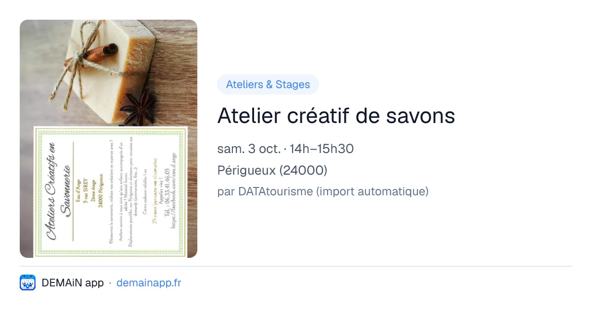 Atelier créatif de savons — Périgueux