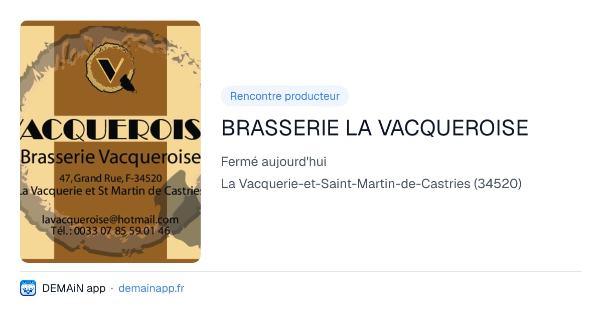 BRASSERIE LA VACQUEROISE — La Vacquerie-et-Saint-Martin-de-Castries