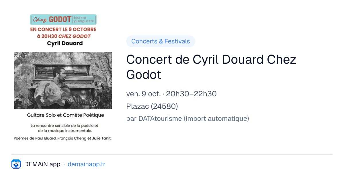 Concert de Cyril Douard Chez Godot — Plazac