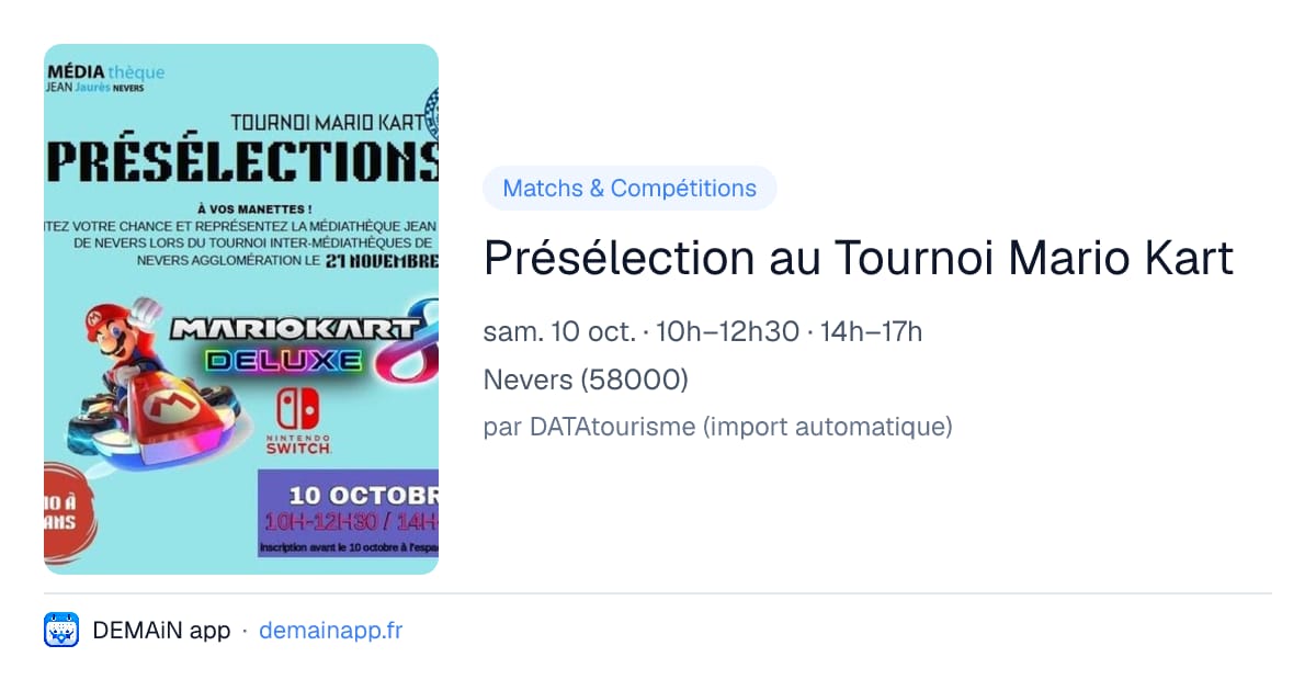 Présélection au Tournoi Mario Kart — Nevers