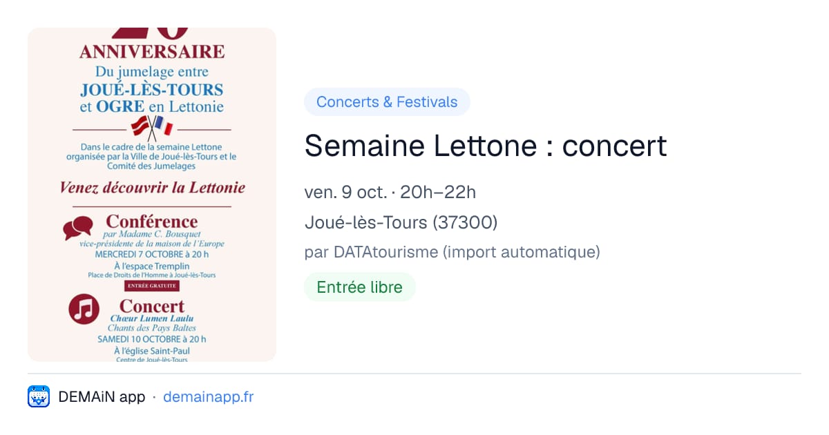 Semaine Lettone : concert — Joué-lès-Tours