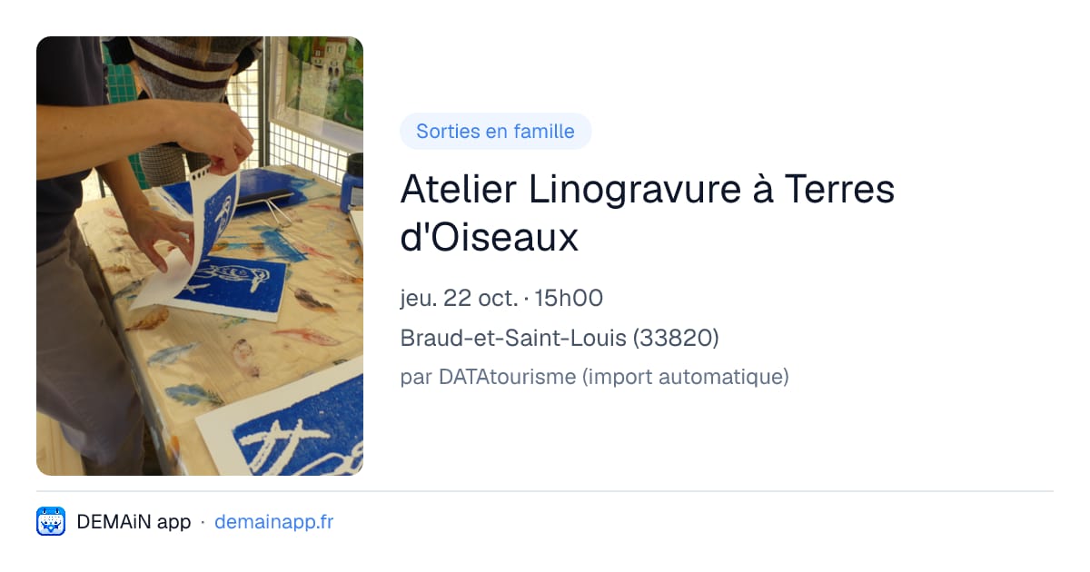 Atelier Linogravure à Terres d'Oiseaux — Braud-et-Saint-Louis