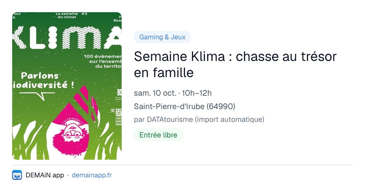 Semaine Klima : chasse au trésor en famille — Saint-Pierre-d'Irube