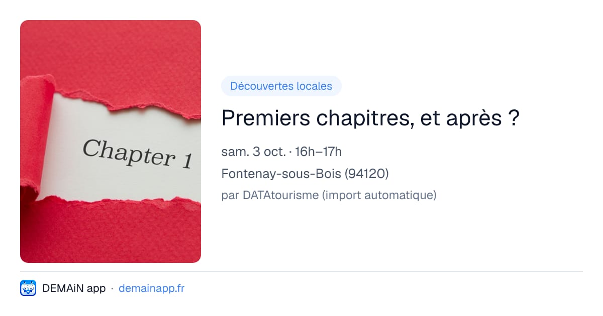 Premiers chapitres, et après ? — Fontenay-sous-Bois