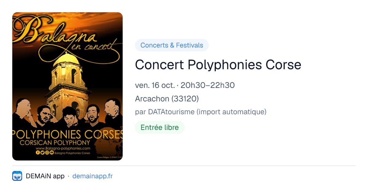 Concert Polyphonies Corse — Arcachon
