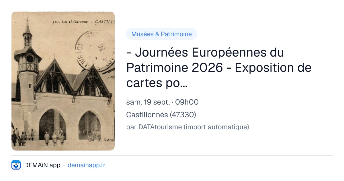 - Journées Européennes du Patrimoine 2026 - Exposition de cartes postales de Castillonnès — Castillonnès