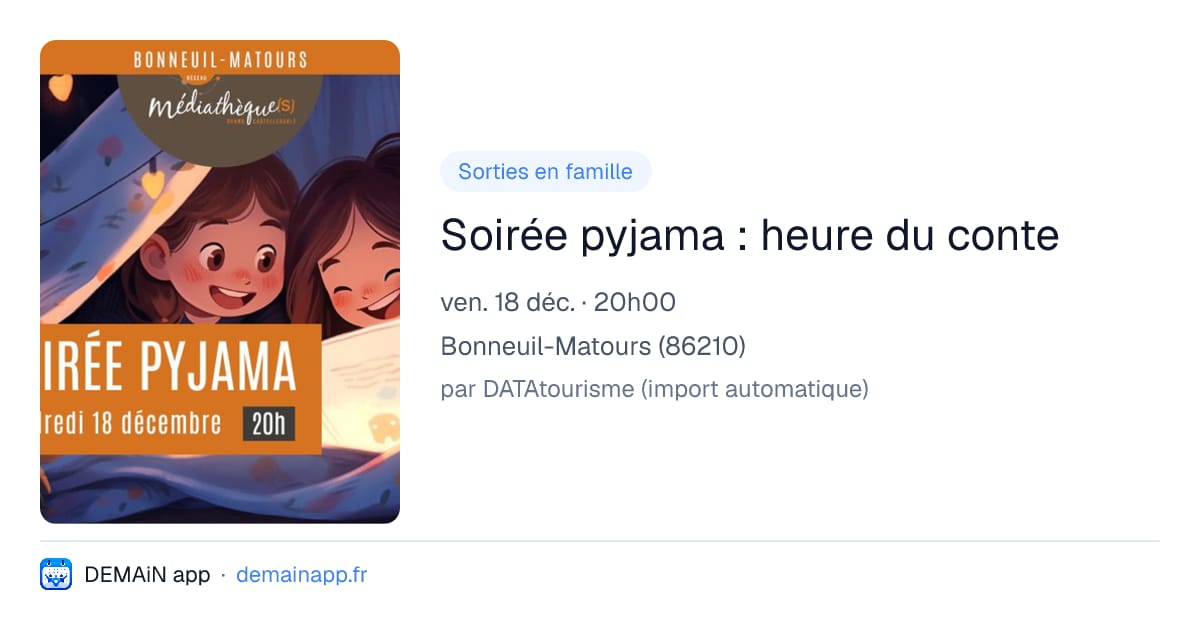 Soirée pyjama : heure du conte — Bonneuil-Matours