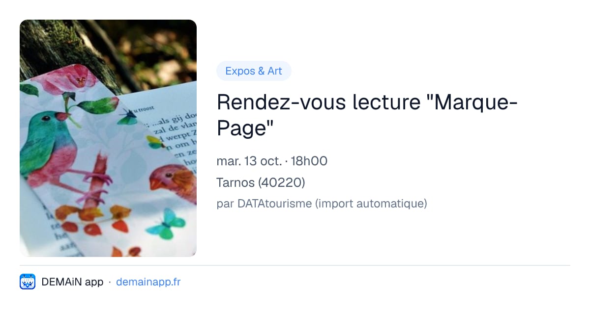 Rendez-vous lecture "Marque-Page" — Tarnos