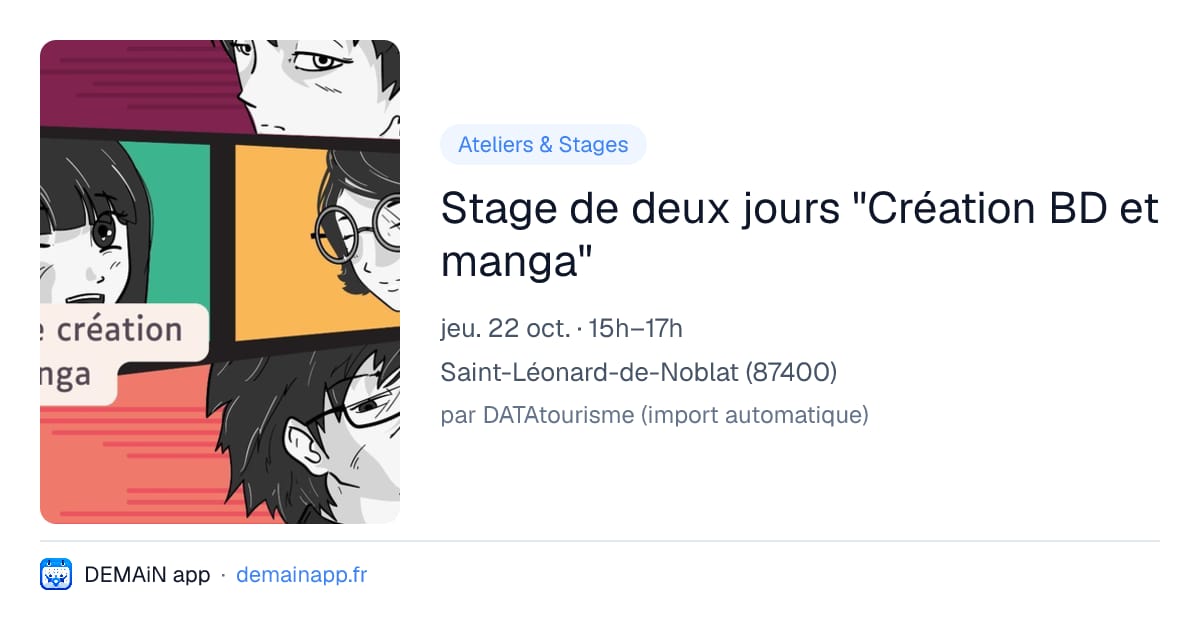 Stage de deux jours "Création BD et manga" — Saint-Léonard-de-Noblat