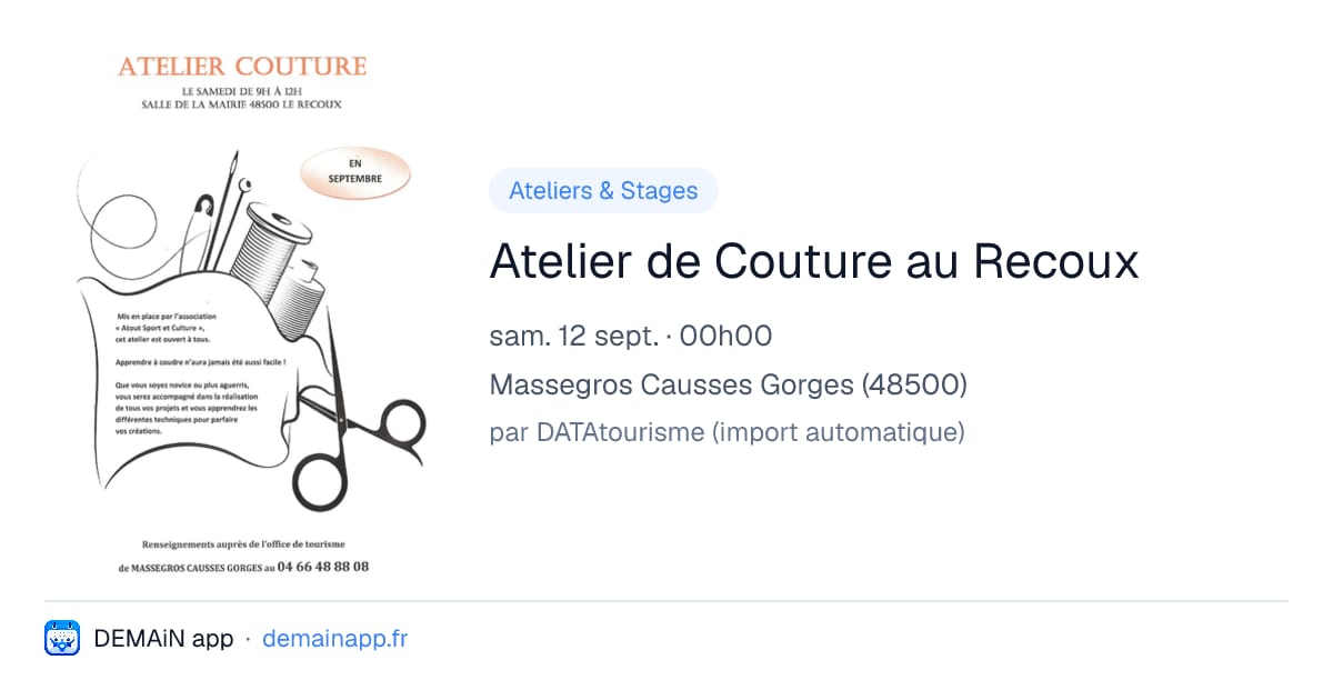 Atelier de Couture au Recoux — Massegros Causses Gorges
