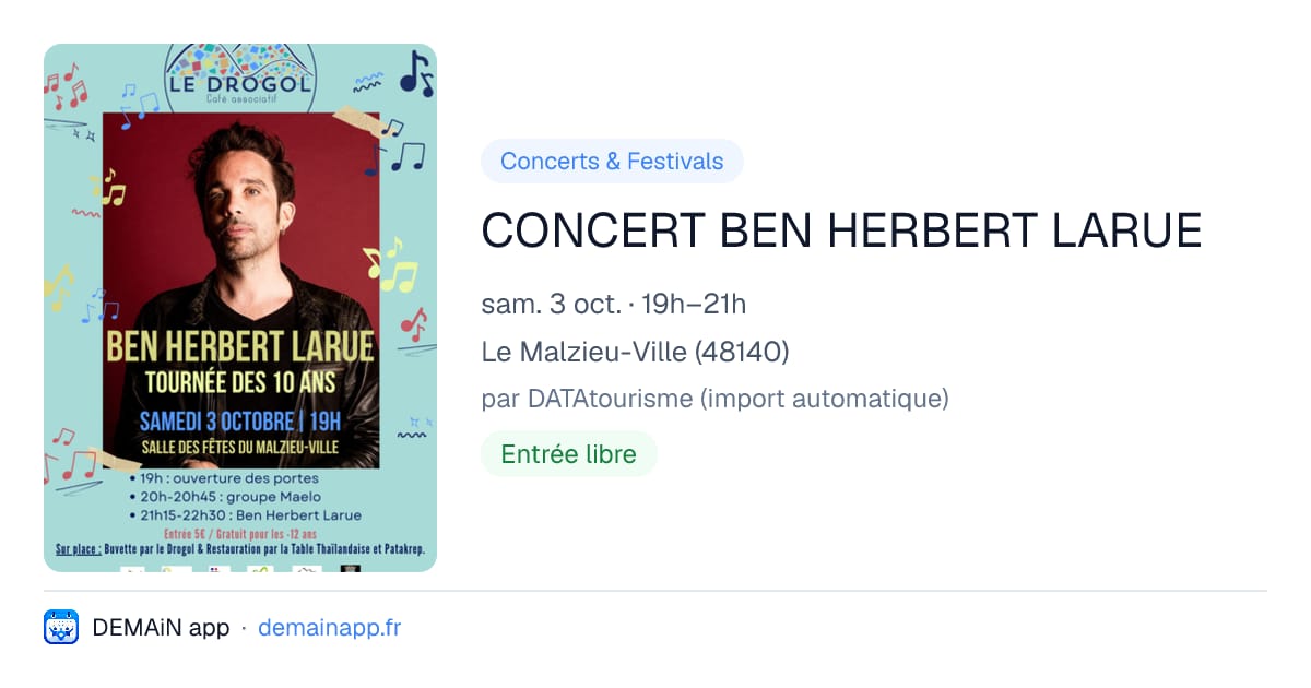 CONCERT BEN HERBERT LARUE — Le Malzieu-Ville
