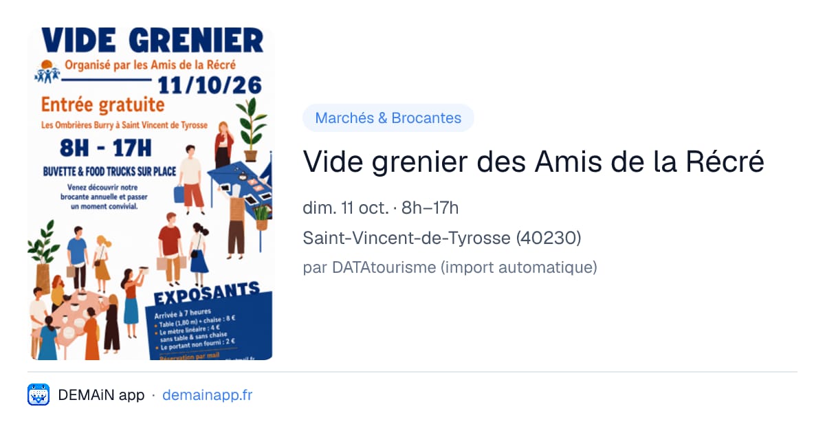 Vide grenier des Amis de la Récré — Saint-Vincent-de-Tyrosse