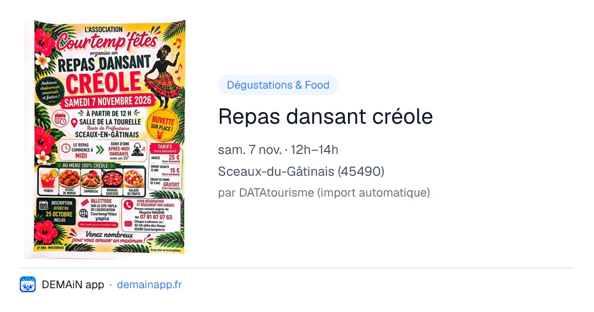 Repas dansant créole — Sceaux-du-Gâtinais