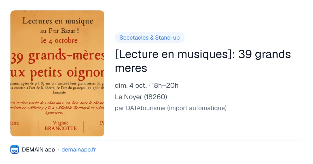 [Lecture en musiques]: 39 grands meres — Le Noyer