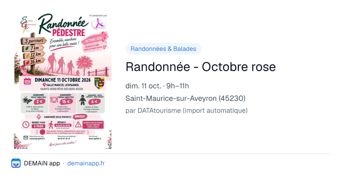 Randonnée - Octobre rose — Saint-Maurice-sur-Aveyron