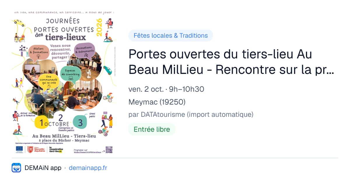 Portes ouvertes du tiers-lieu Au Beau MilLieu - Rencontre sur la prévoyance professionnelle — Meymac