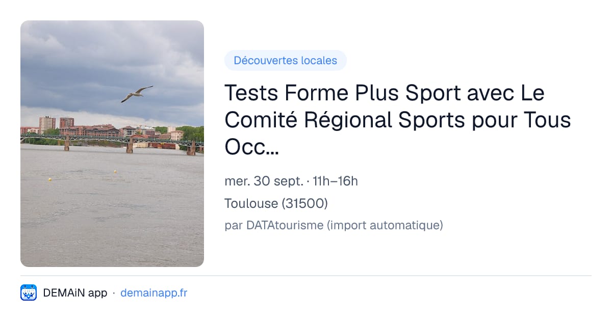 Tests Forme Plus Sport avec Le Comité Régional Sports pour Tous Occitanie — Toulouse