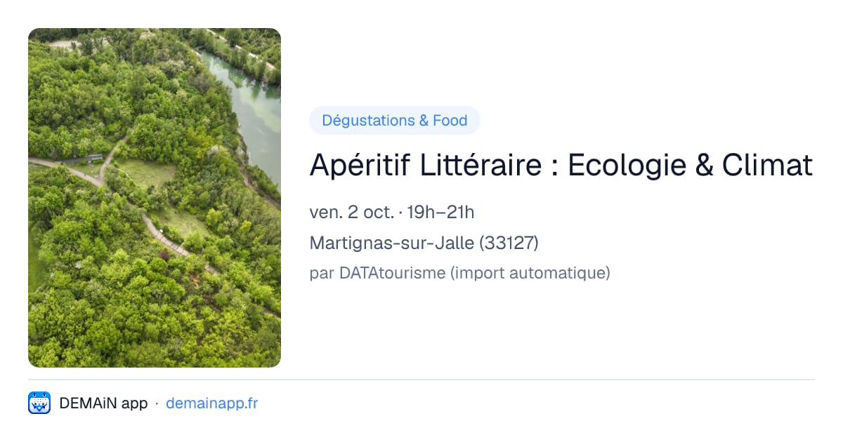 Apéritif Littéraire : Ecologie & Climat — Martignas-sur-Jalle