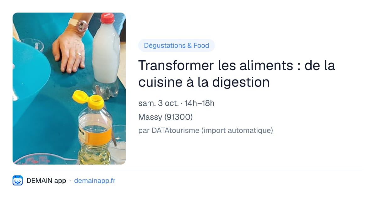 Transformer les aliments : de la cuisine à la digestion — Massy