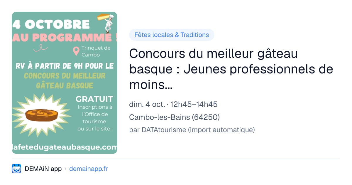 Concours du meilleur gâteau basque : Jeunes professionnels de moins de 20 ans — Cambo-les-Bains