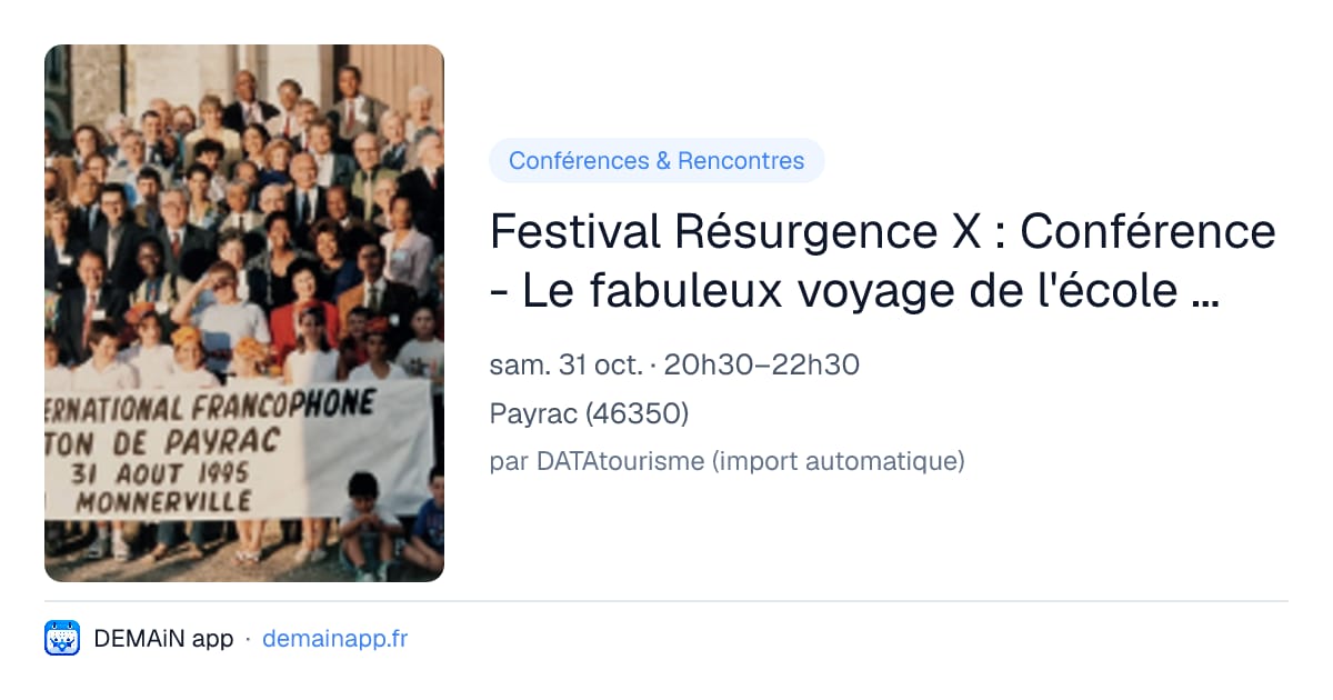 Festival Résurgence X : Conférence - Le fabuleux voyage de l'école de Payrac — Payrac