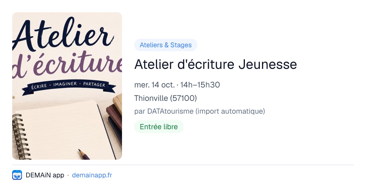 Atelier d'écriture Jeunesse — Thionville