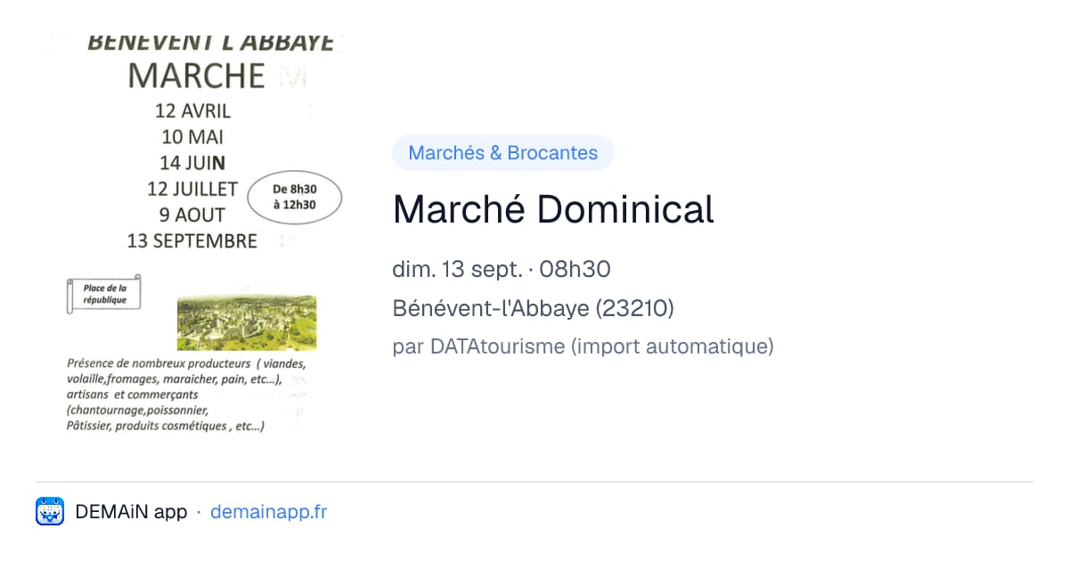 Marché Dominical — Bénévent-l'Abbaye