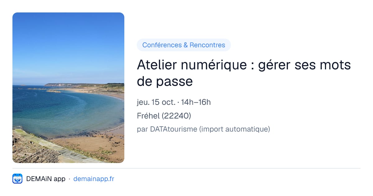 Atelier numérique : gérer ses mots de passe — Fréhel