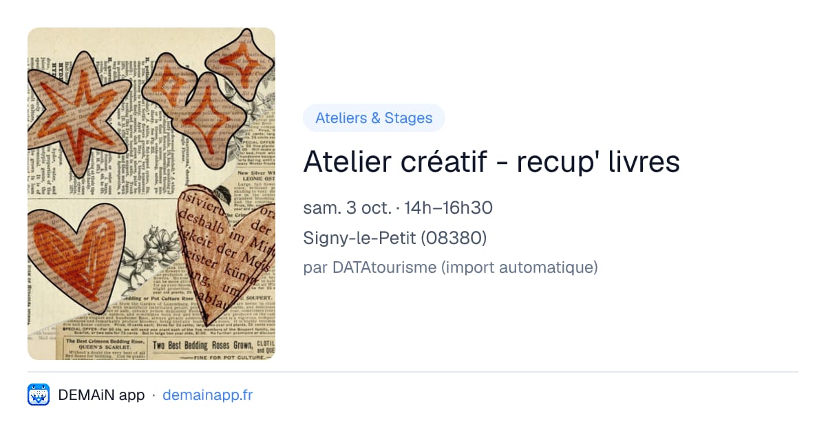 Atelier créatif - recup' livres — Signy-le-Petit