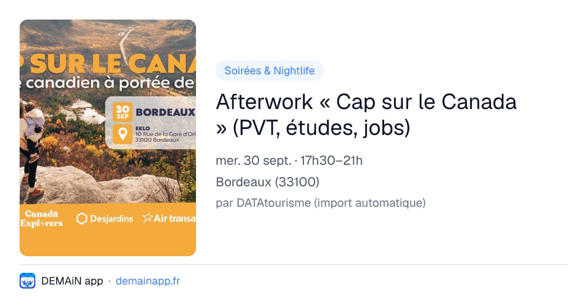 Afterwork « Cap sur le Canada » (PVT, études, jobs) — Bordeaux