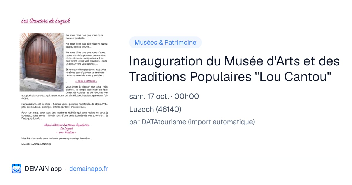 Inauguration du Musée d'Arts et des Traditions Populaires "Lou Cantou" — Luzech