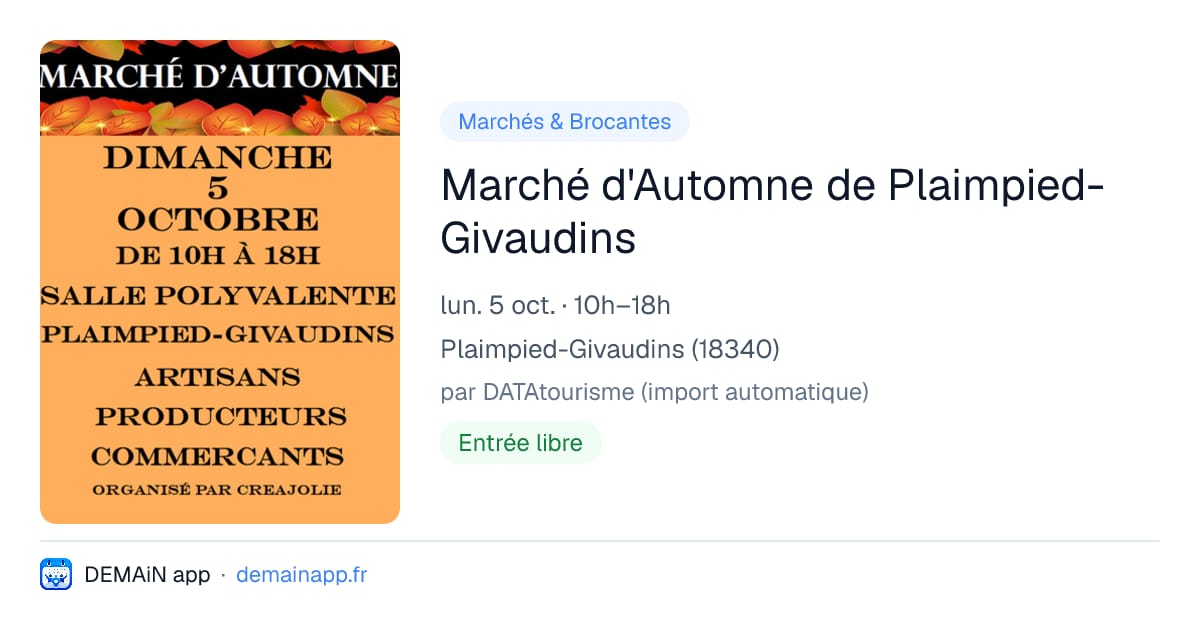 Marché d'Automne de Plaimpied-Givaudins — Plaimpied-Givaudins