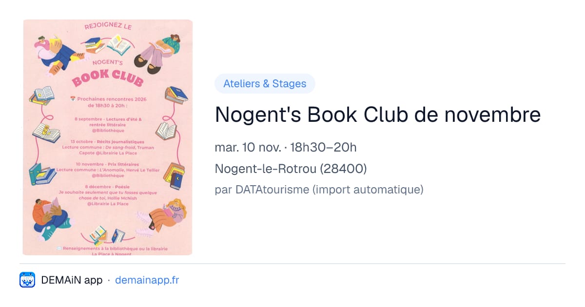 Nogent's Book Club de novembre — Nogent-le-Rotrou