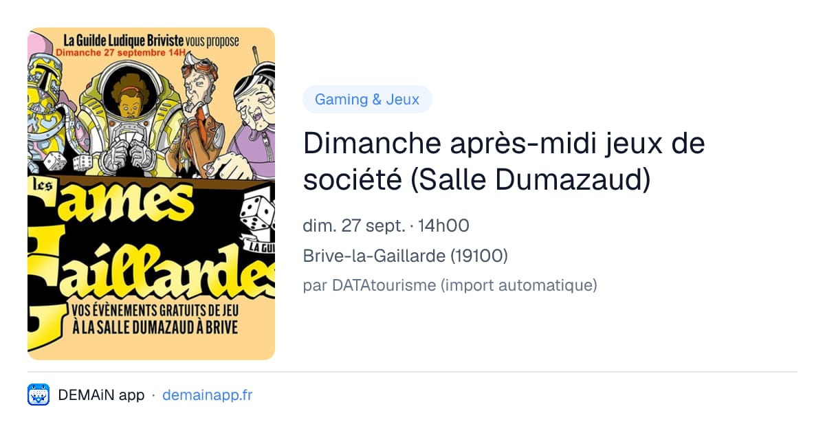 Dimanche après-midi jeux de société (Salle Dumazaud) — Brive-la-Gaillarde