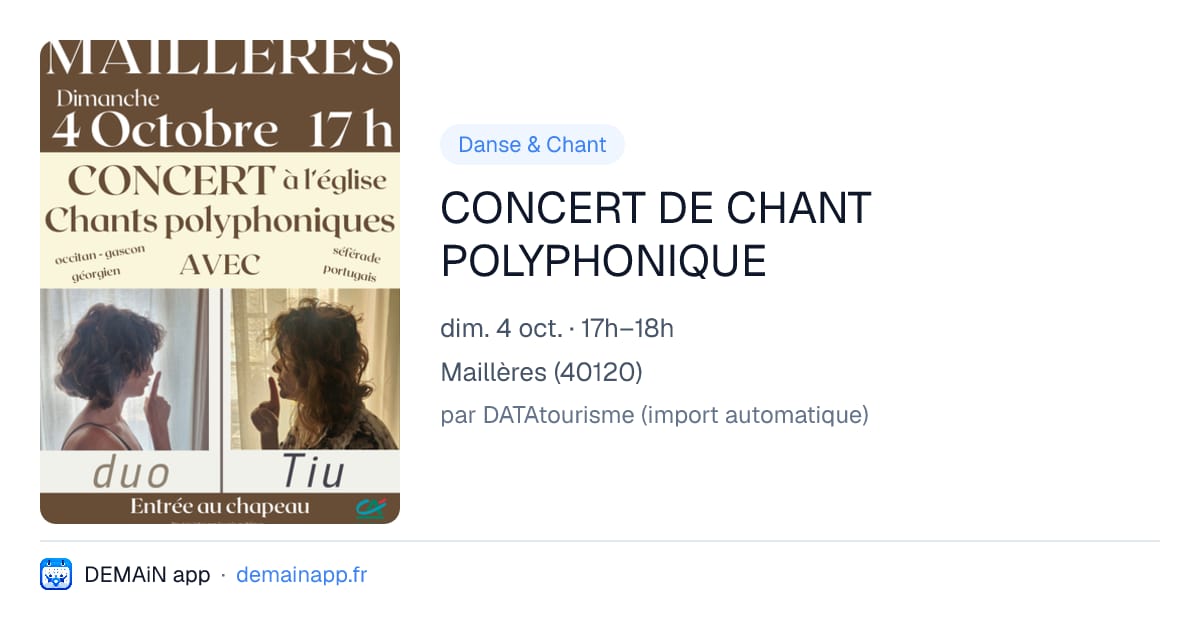 CONCERT DE CHANT POLYPHONIQUE — Maillères