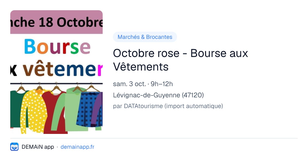 Octobre rose - Bourse aux Vêtements — Lévignac-de-Guyenne