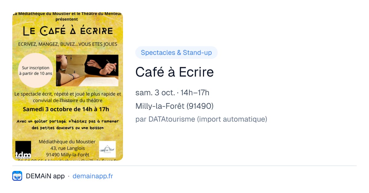 Café à Ecrire — Milly-la-Forêt