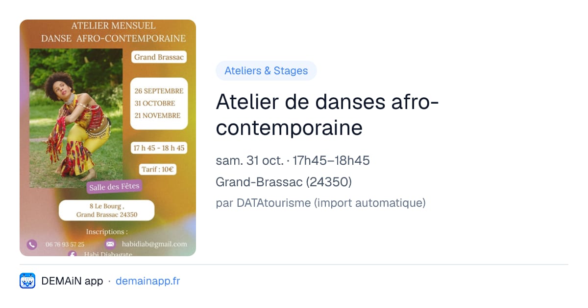 Atelier de danses afro-contemporaine — Grand-Brassac