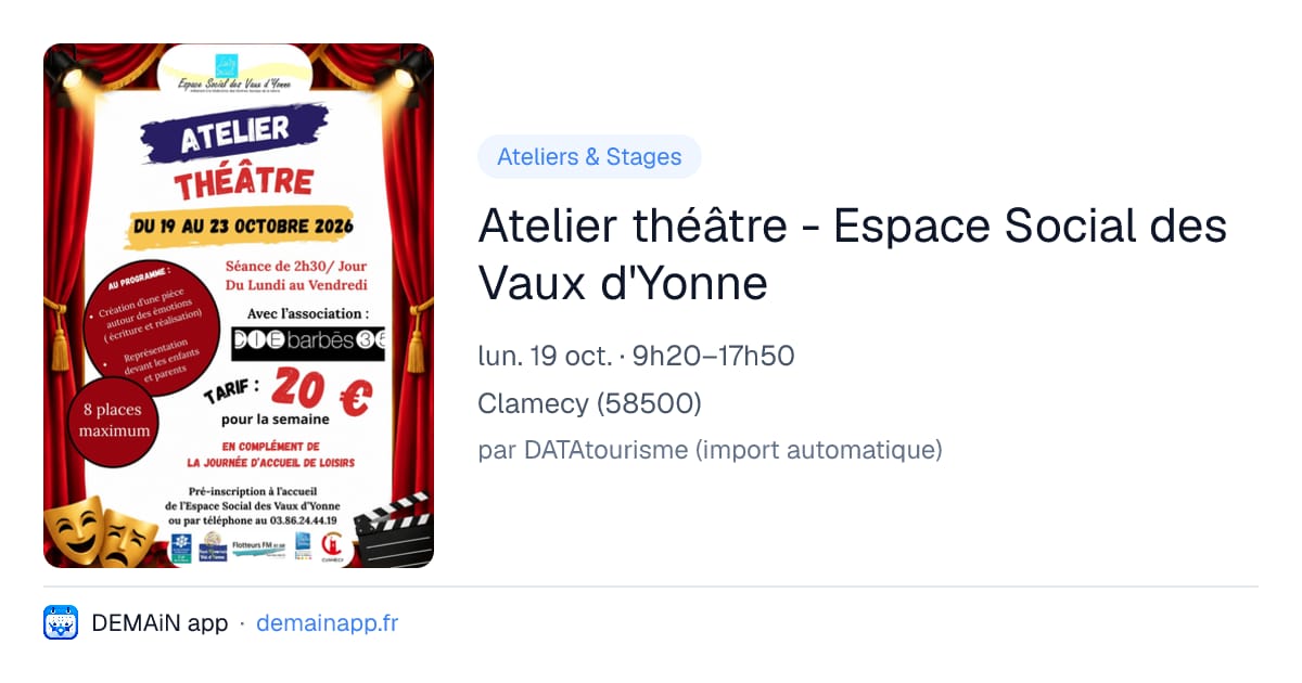 Atelier théâtre - Espace Social des Vaux d'Yonne — Clamecy